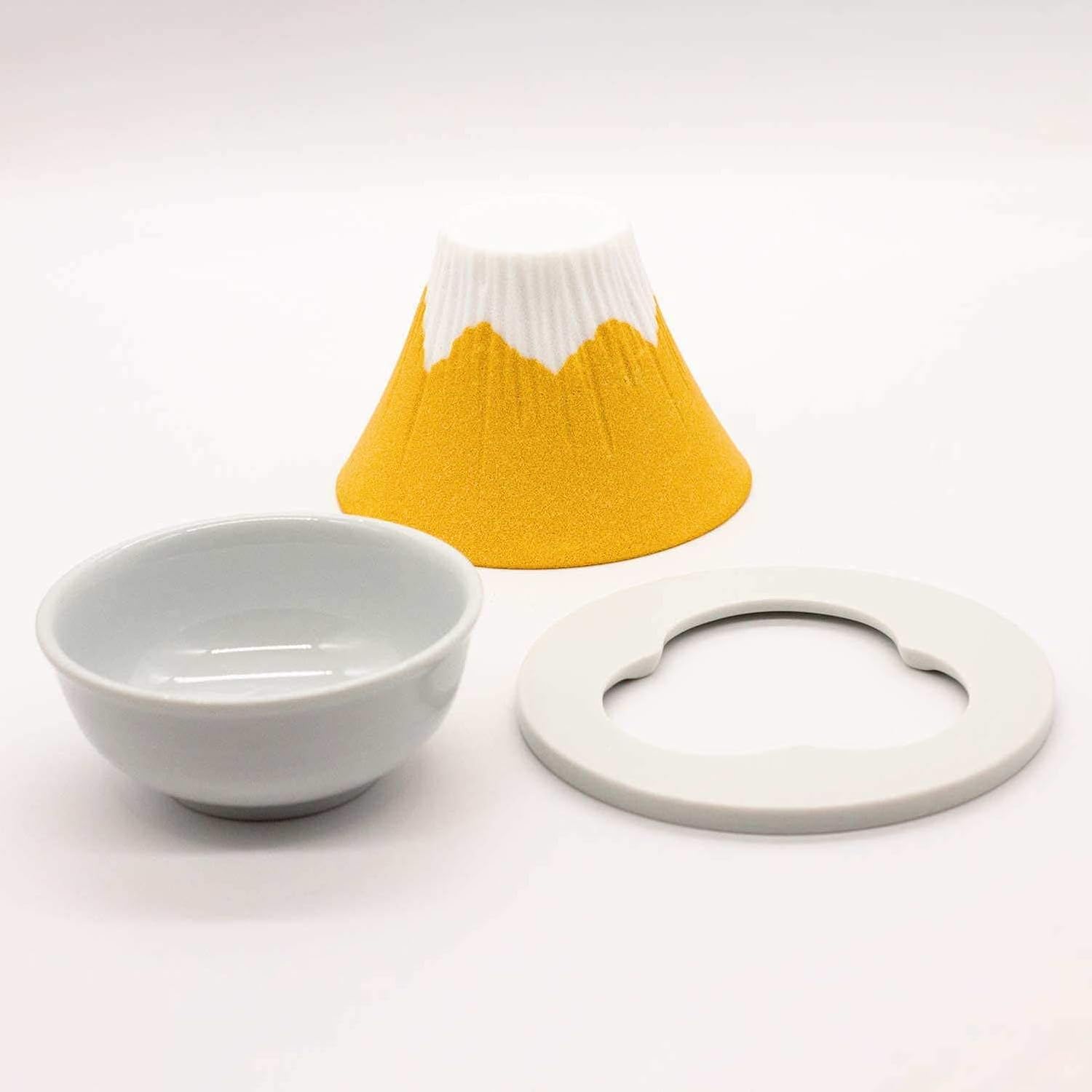 Kofil 1390400504 Fuji Ceramic Coffee Filter Dripper with Dedicated Base and Saucer, Yellow
