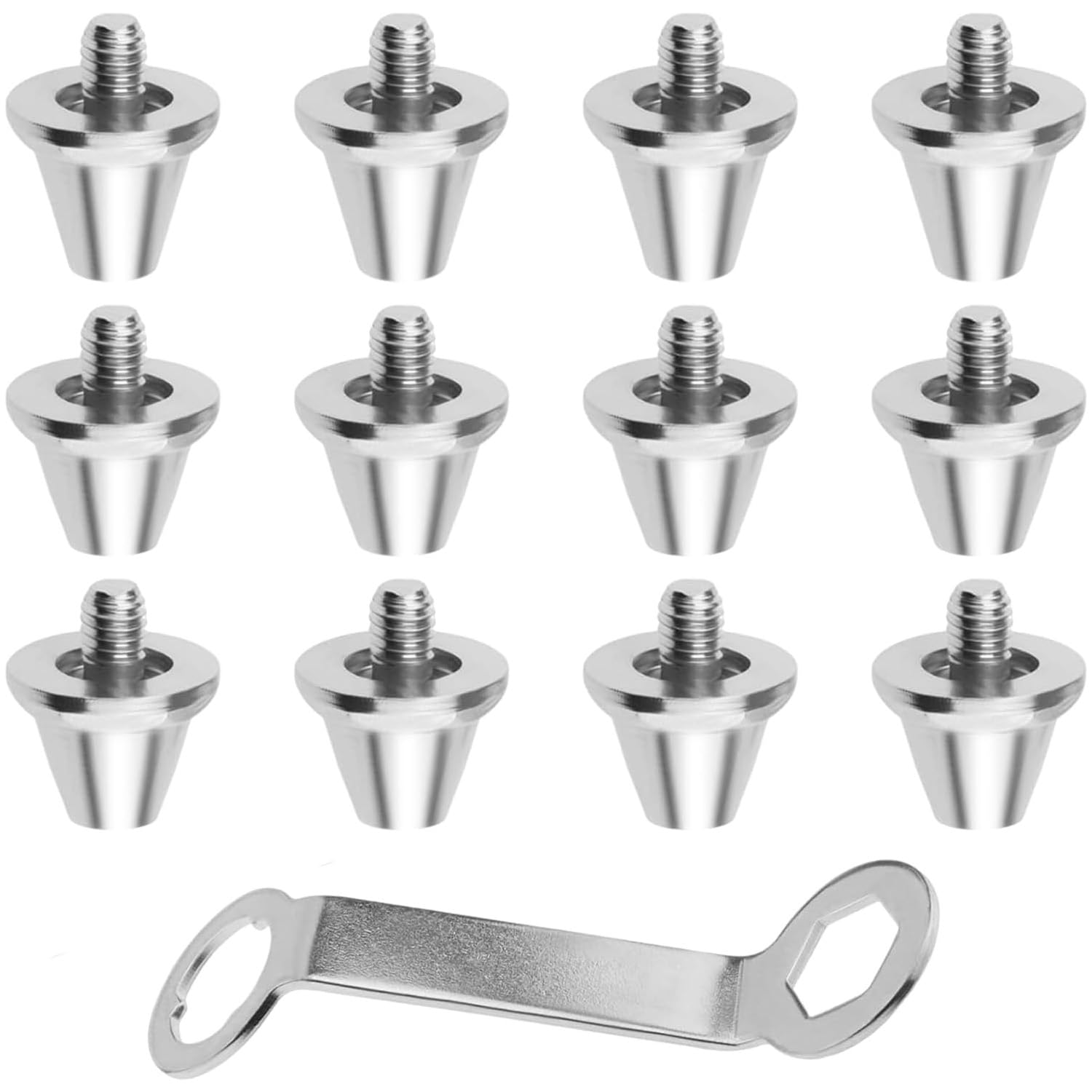 Tacchetti A Vite Per Scarpe, Tacchetti Di Ricambio In Alluminio, Tacchetti Di Ricambio Calcio, Tacchetti Da Calcio Compatibili, Argento, 8x11mm, 4x13mm, 1 Chiave, Picchi Di Calcio