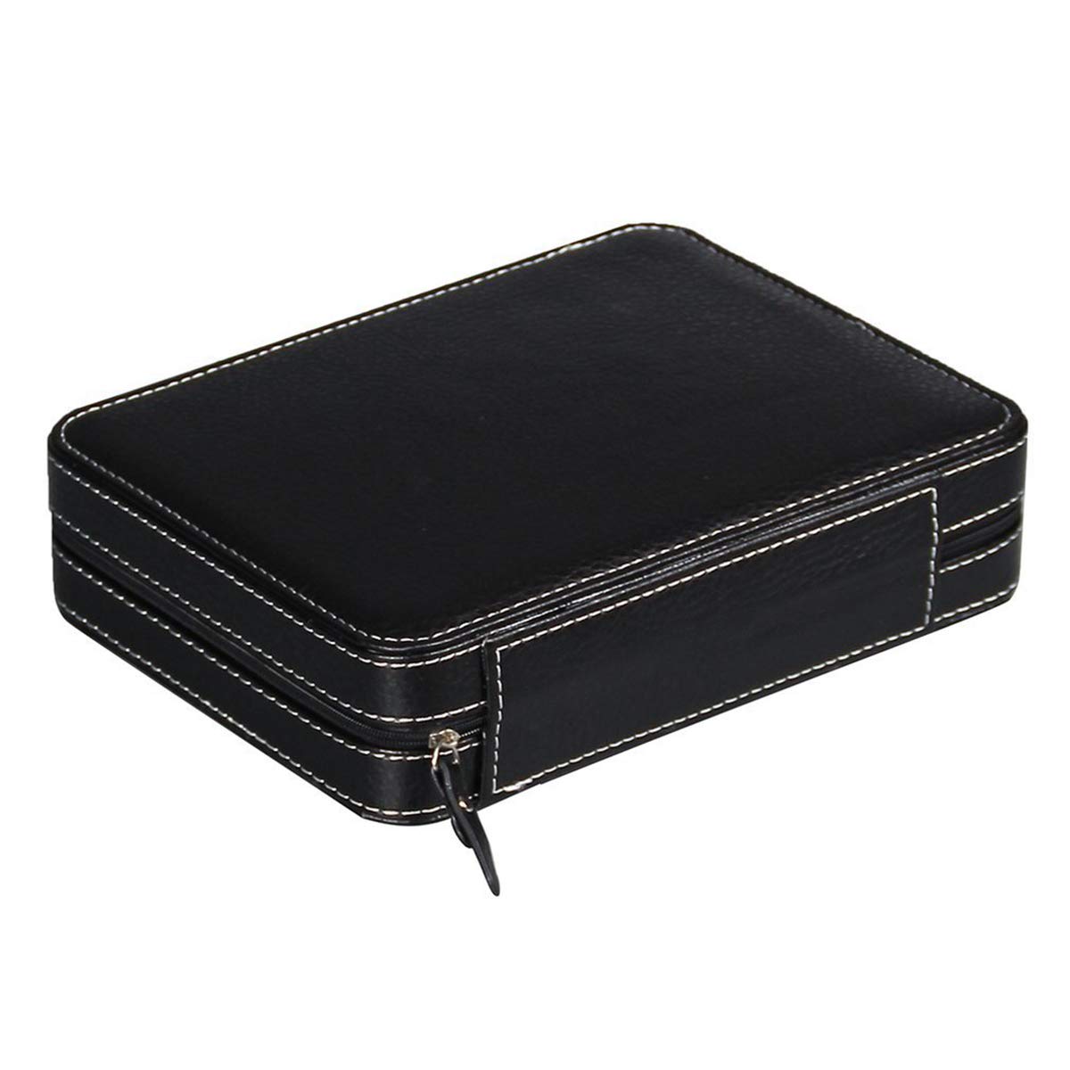 Caja de Reloj de Cuero de PU de 8 Rejillas Almacenamiento Que Muestra Relojes Bandeja de Almacenamiento de contenedores de exhibición Bandeja de Viaje con Cremallera Caja de colector, Negro