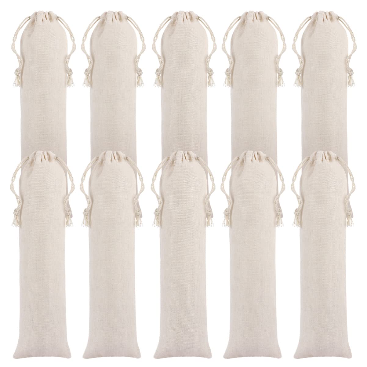 Hemoton Straw Carrying Case 20 Pcs Portable Travel Cotton and Linen Pouch Bag, Drawstring Straw Storage Bag- Safety and Reusable Storage Box Case for Fork Spoon Straw Cutlery Kit Reusable Straws Bag