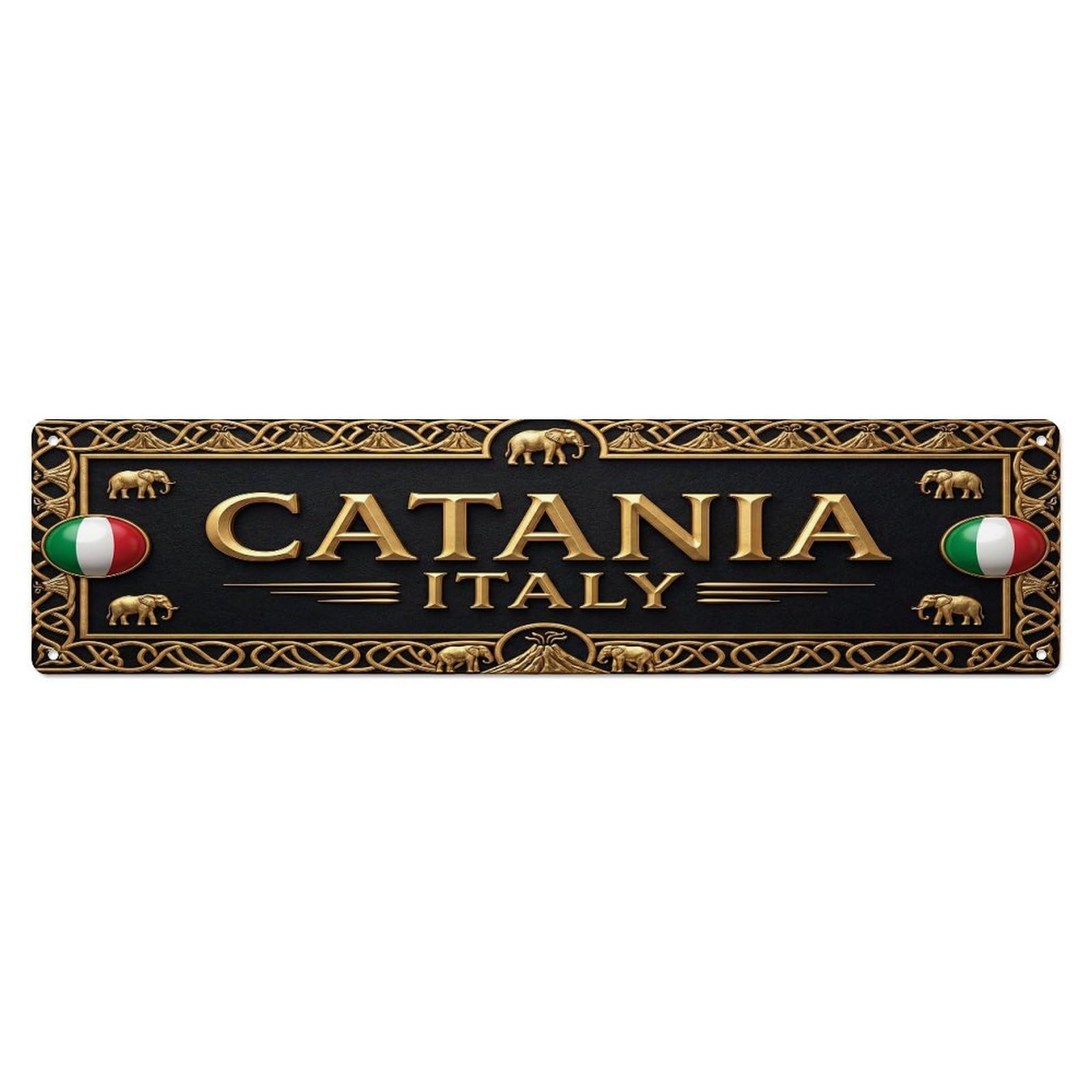 Vintage Catania Italy Flag Pattern Metal Tin Sign