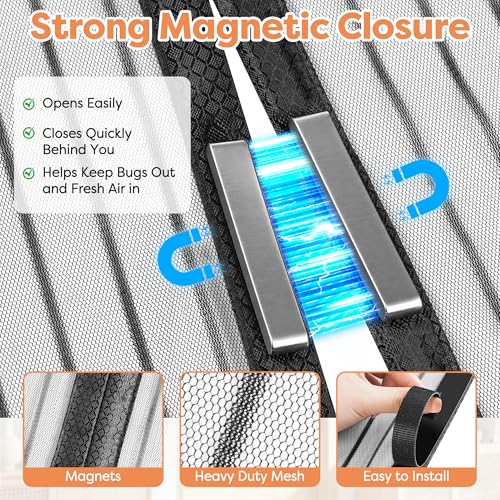 38" x 82" LADANY Magnetic Screen Door (Black) - image 3
