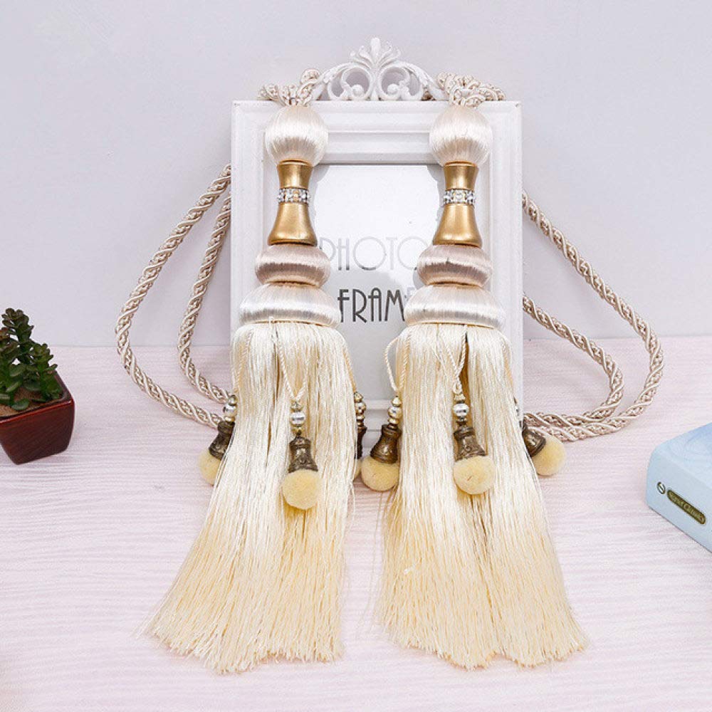 LIJUCAI 2 pièces Rideau européen Suspendu Boule Corde Rideau embrasses Suspendus Gland Bandages brosses Rideau Accessoires, 6
