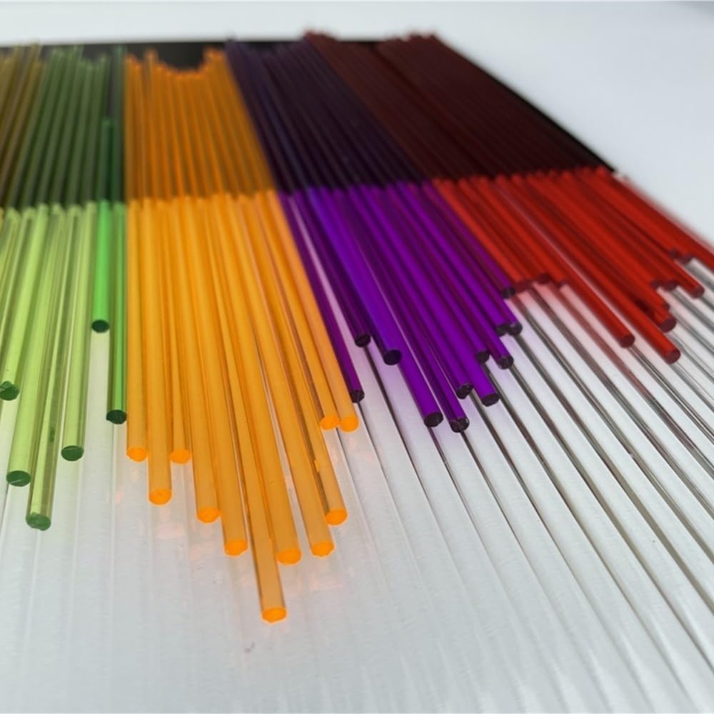Okrągły pręt akrylowy, Okrągłe pręty akrylowe Wielokolorowe opakowanie 50 3 mm x 100-250 do patyczków Lollipop Cake Pop(Purple,3x200mm)