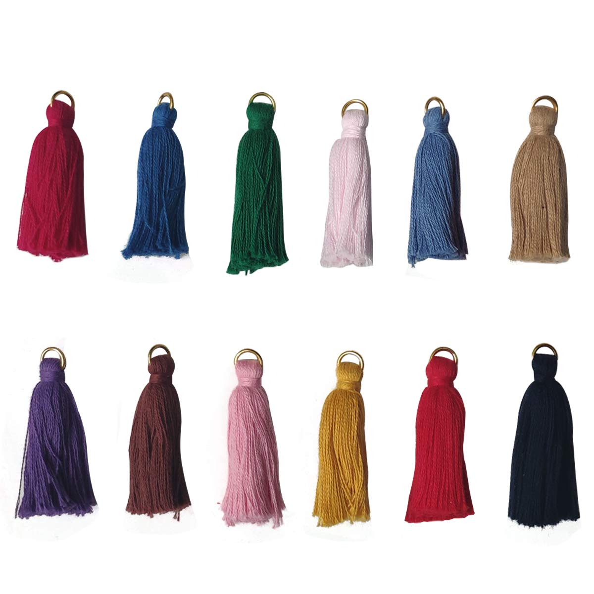 48pcs Sewing Tassels Handmade DIY Tassels Mini Soft Tassels Bulk Colorful Tassels for Earring Key Chain Making, DIY Crafts Accessory (12 Colors)