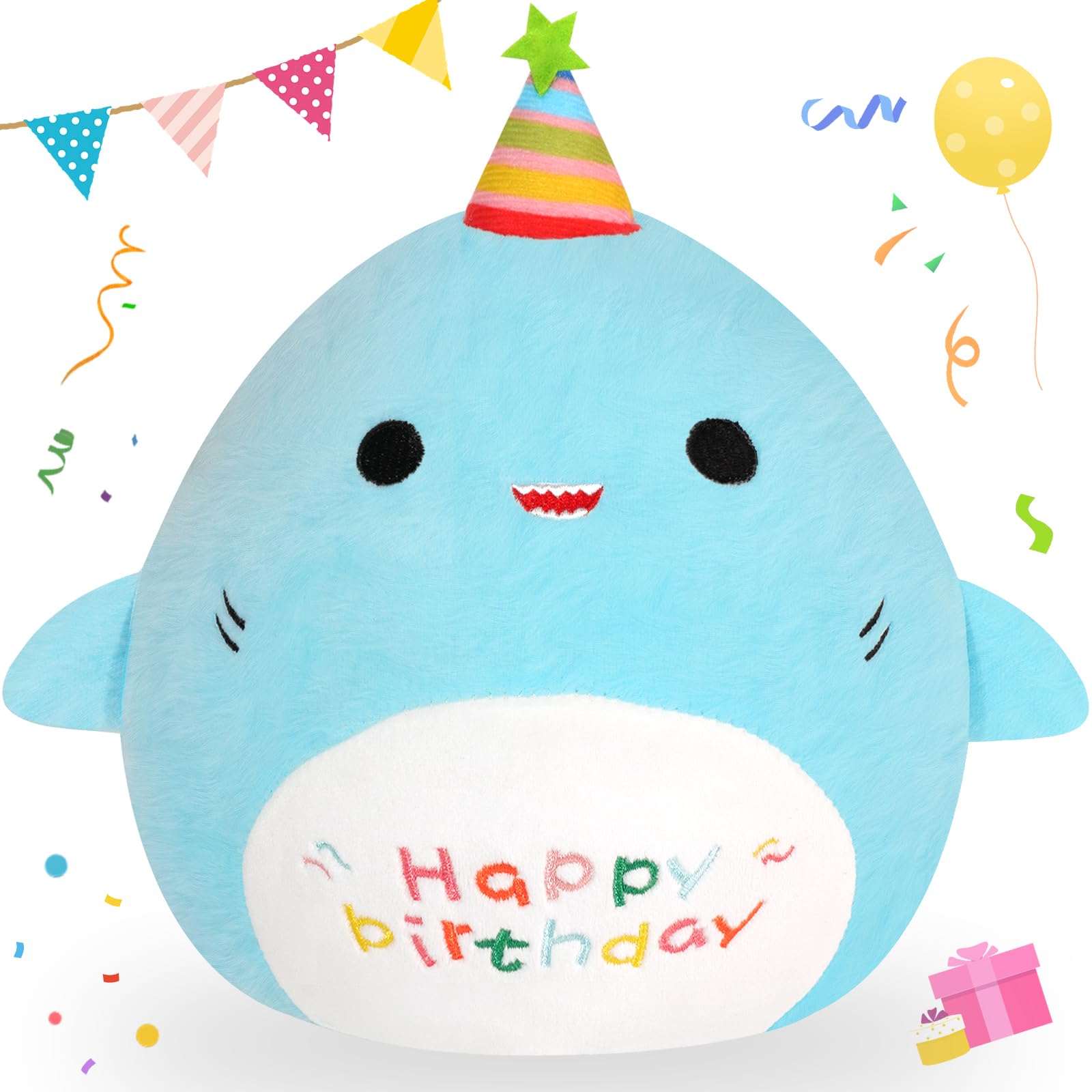 Stuffed Animal Plush Toys Pillow - 10 Inch Shark Stuffed Toys Plushies Pillow for Girls Boys Kids Soft Cute Plush Toy Birthdat Gifts for Kids 3 4 5 6 7 8 9 10