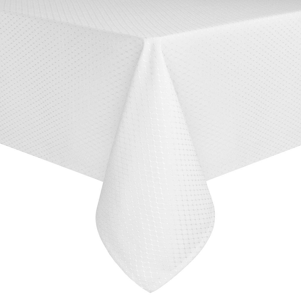 Eforcurtain Heavy Duty Rectangular Table Cover Fabric Waffle Weave Tablecloth Waterproof, Pearl White, Standard Size 52 by 70-inch