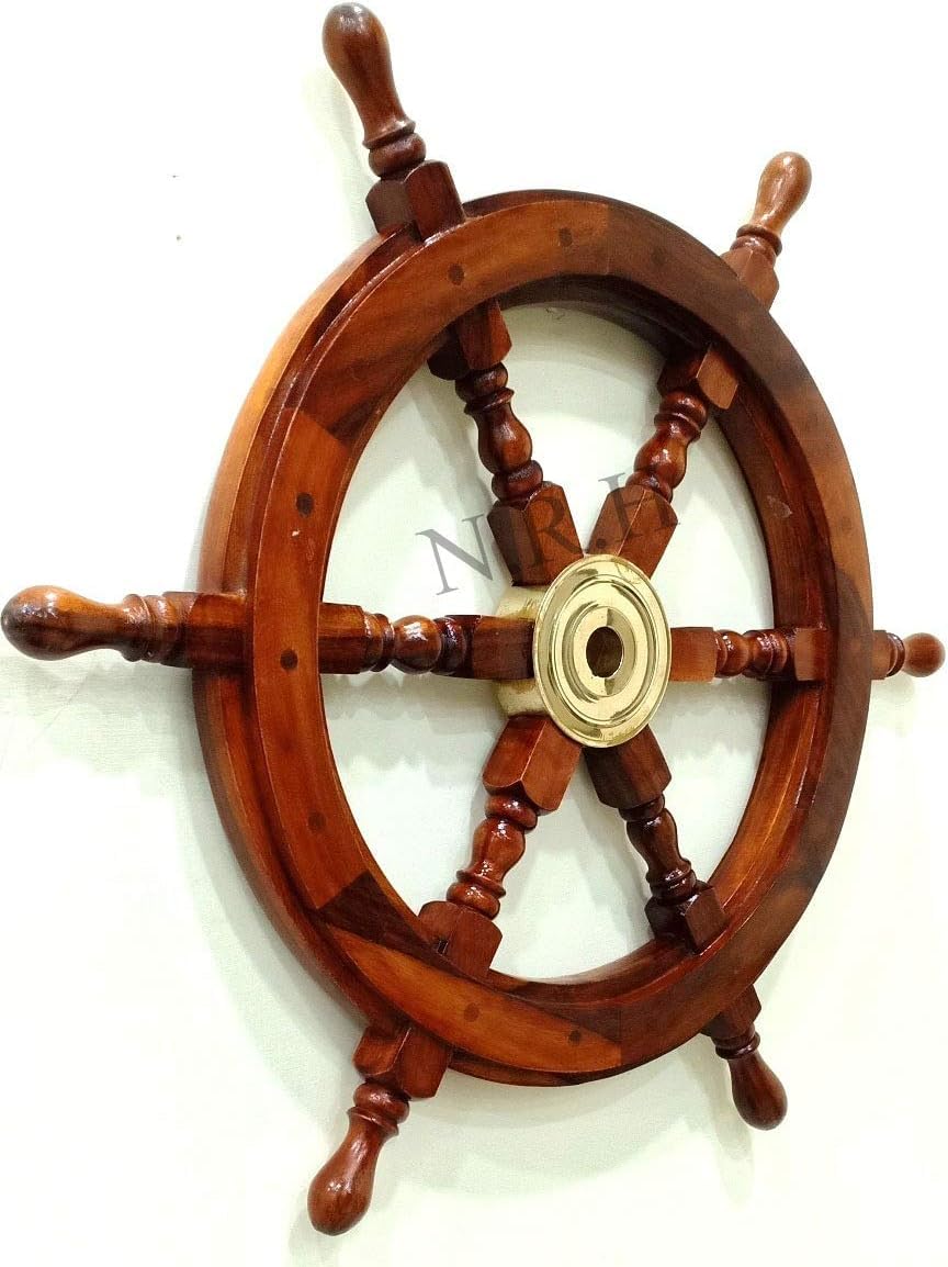 Nautical Replica Hub Rueda de Barco de Madera Decorativa para el hogar