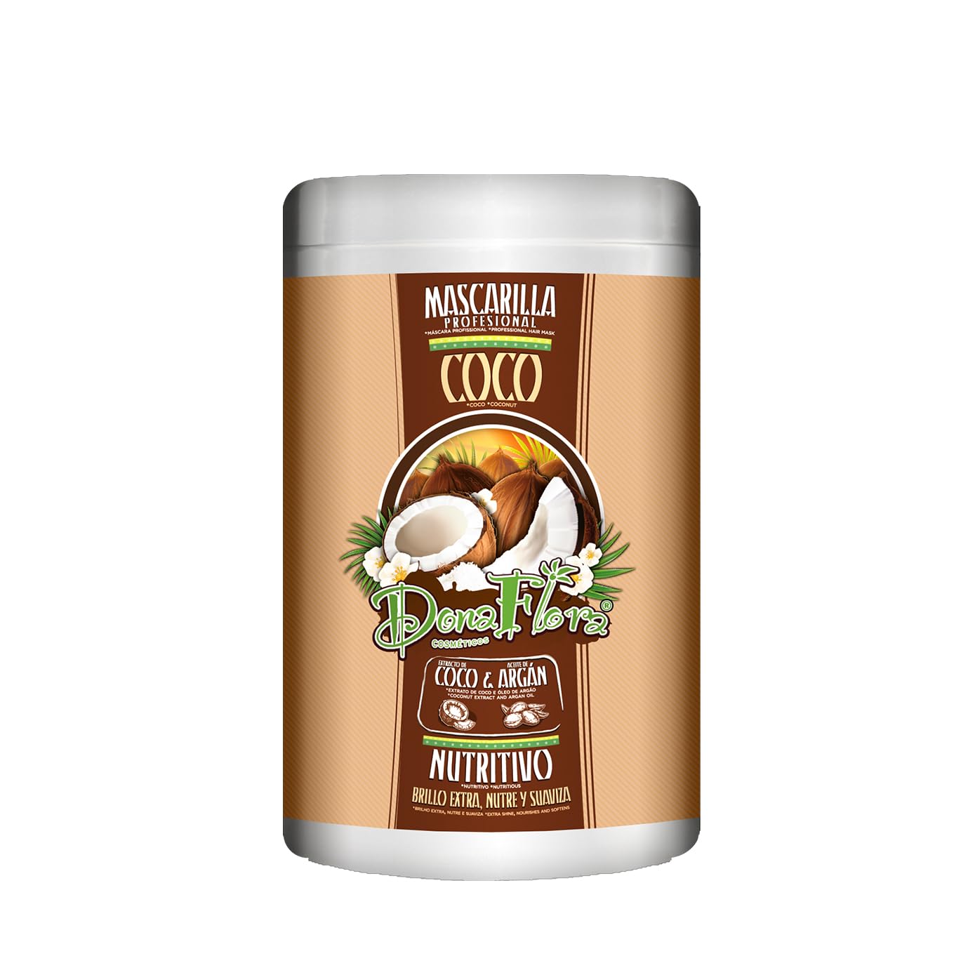 Dona Flora - Coconut & Argan Nutritive Mask - Unisex - 1000ml - For hydrated and shiny hair!