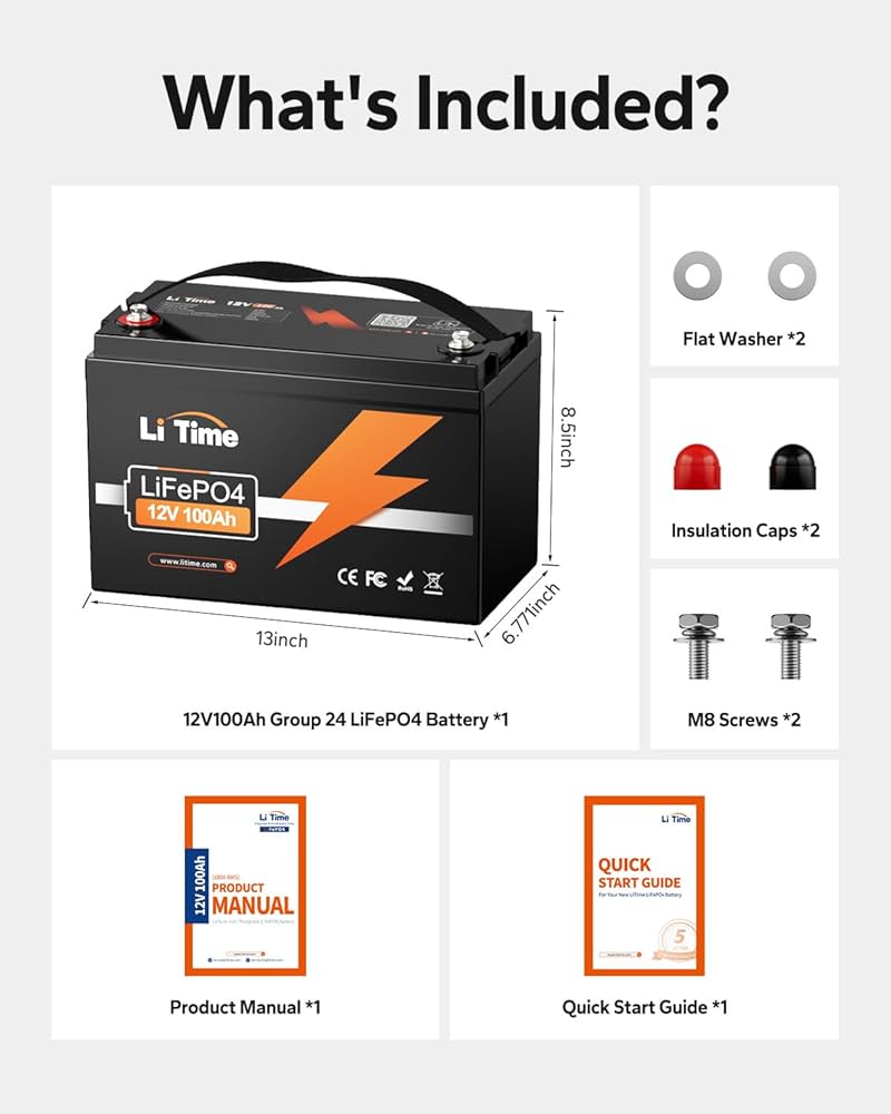 Amazon.com: Litime 12V 100Ah Lithium LiFePO4 Battery, Built-in