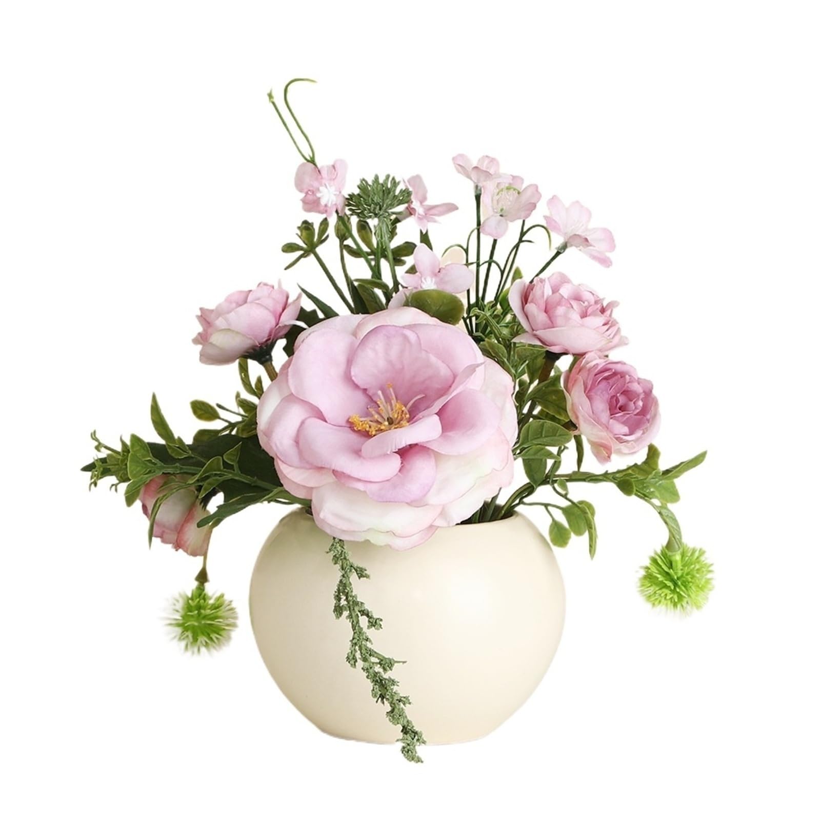 Yutang Artificial Flower Arrangement Ceramic Pot Fake Floral Bouquet