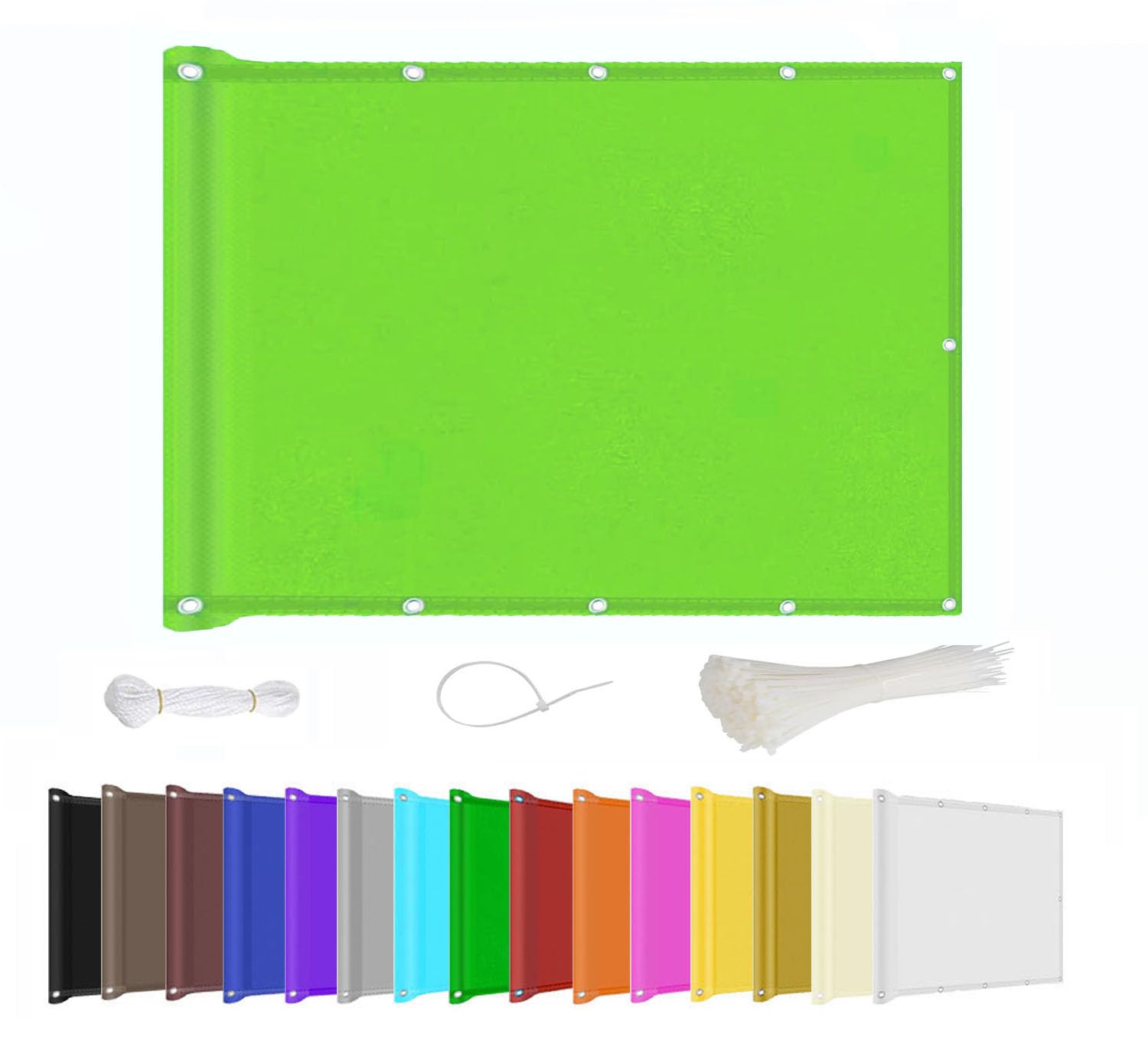 Kebinmaoyi Balcony Privacy Screen PVC UV-Anti Waterproof Multiple Colors for Garden Backyard Deck Patio Fence Porch Green,1.1x6.5m(3.6ft x21.3ft)