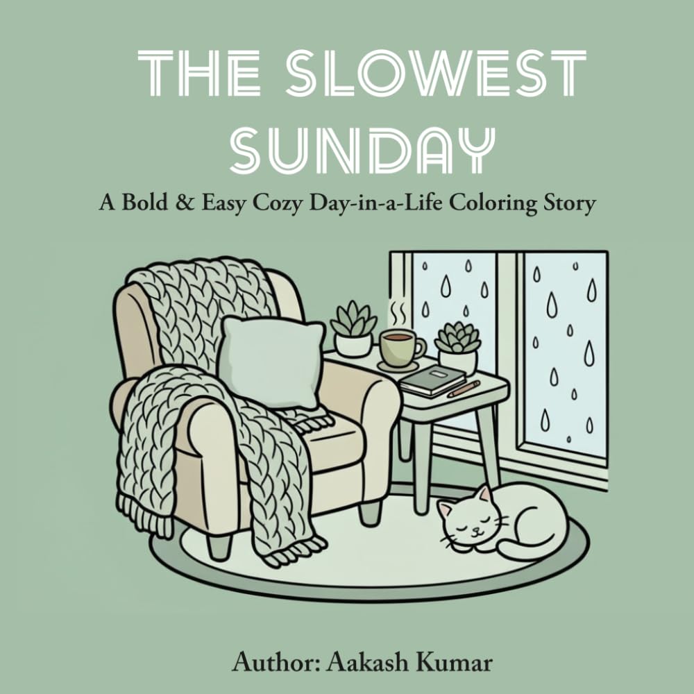 The Slowest Sunday: A Bold and Easy Coloring Book: A Cozy Day-in-a-Life Story with Thick Lines for Adults, Seniors, and Beginners