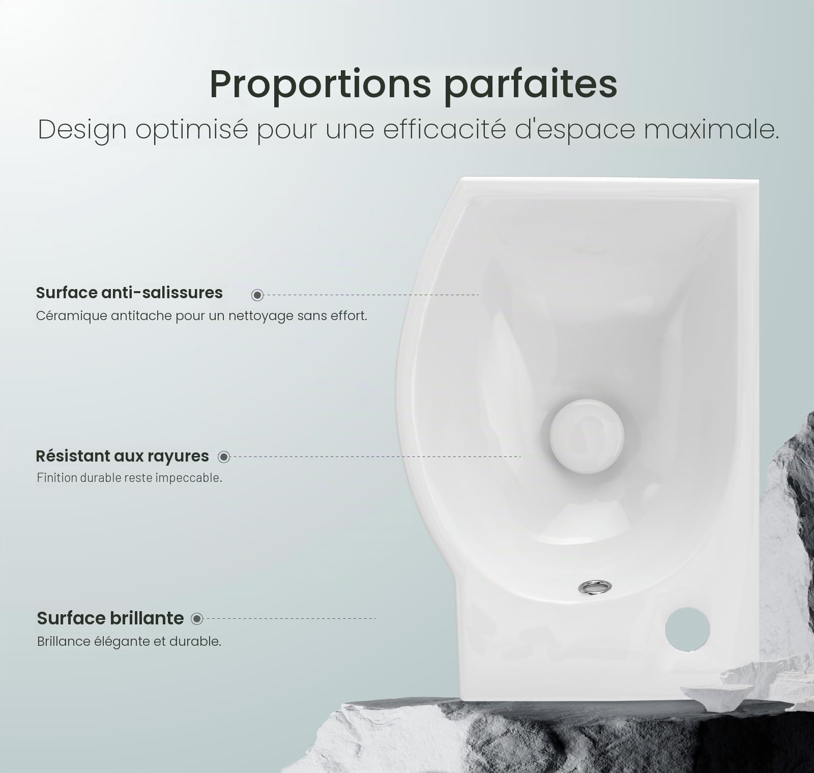 EMKE Petit lavabo d'angle mural en céramique - Blanc - 30 x 25 x 12 cm (L x l x H)
