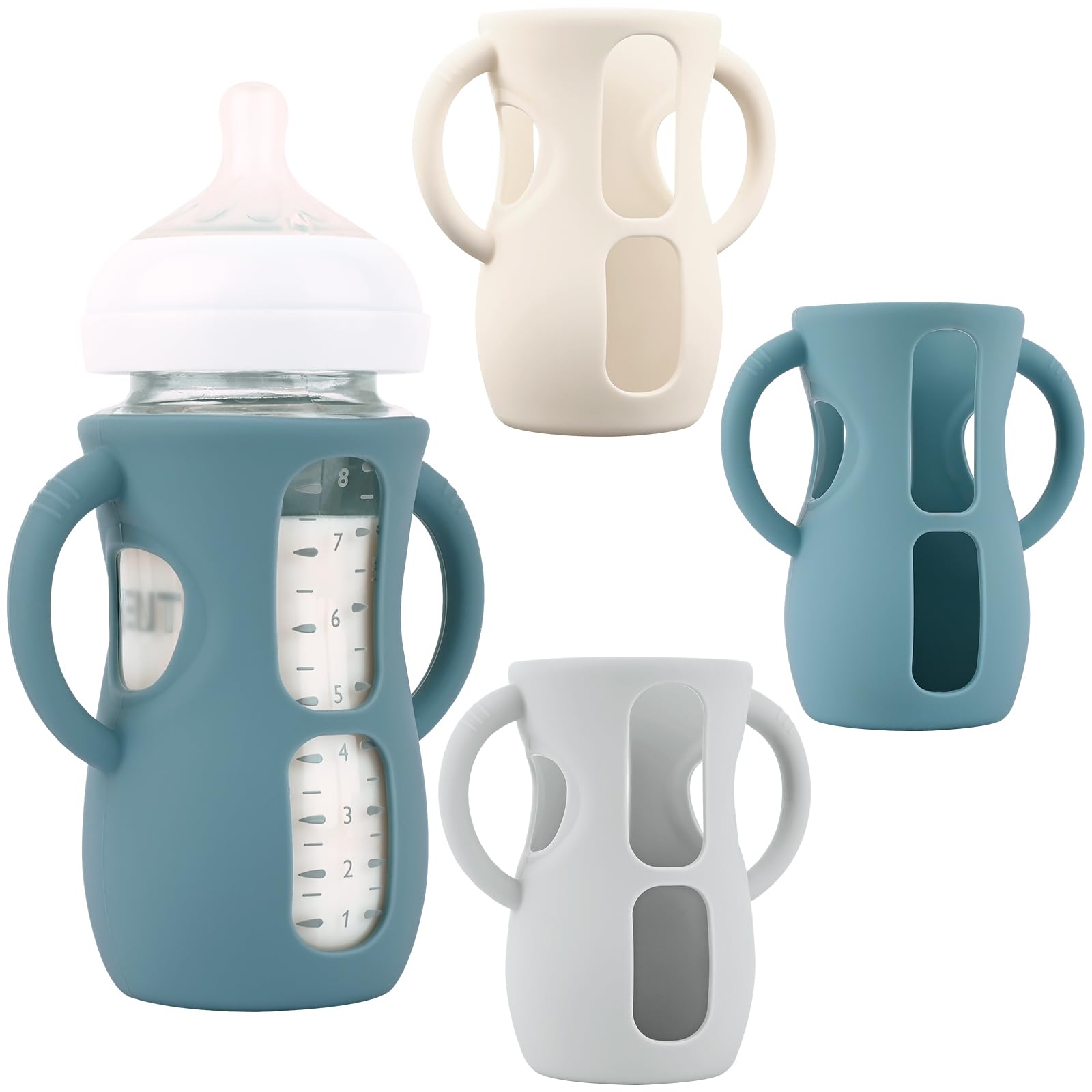 Photo 1 of 3 Pack Silicone Sleeves with Handles for Avent Natural Glass Baby Bottles, Anti Breakage Baby Bottle Holder, Compatible Philips Avent Glass Natural Baby Bottle 8 oz
