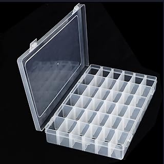 Plastic Organizer Box with Dividers, 36 Grids Clear Plastic Organizer Box with Adjustable Compartment Dividers, Best for Bead Storage, Fishing Tackles Crafts Jewelry Washi Tapes Threads