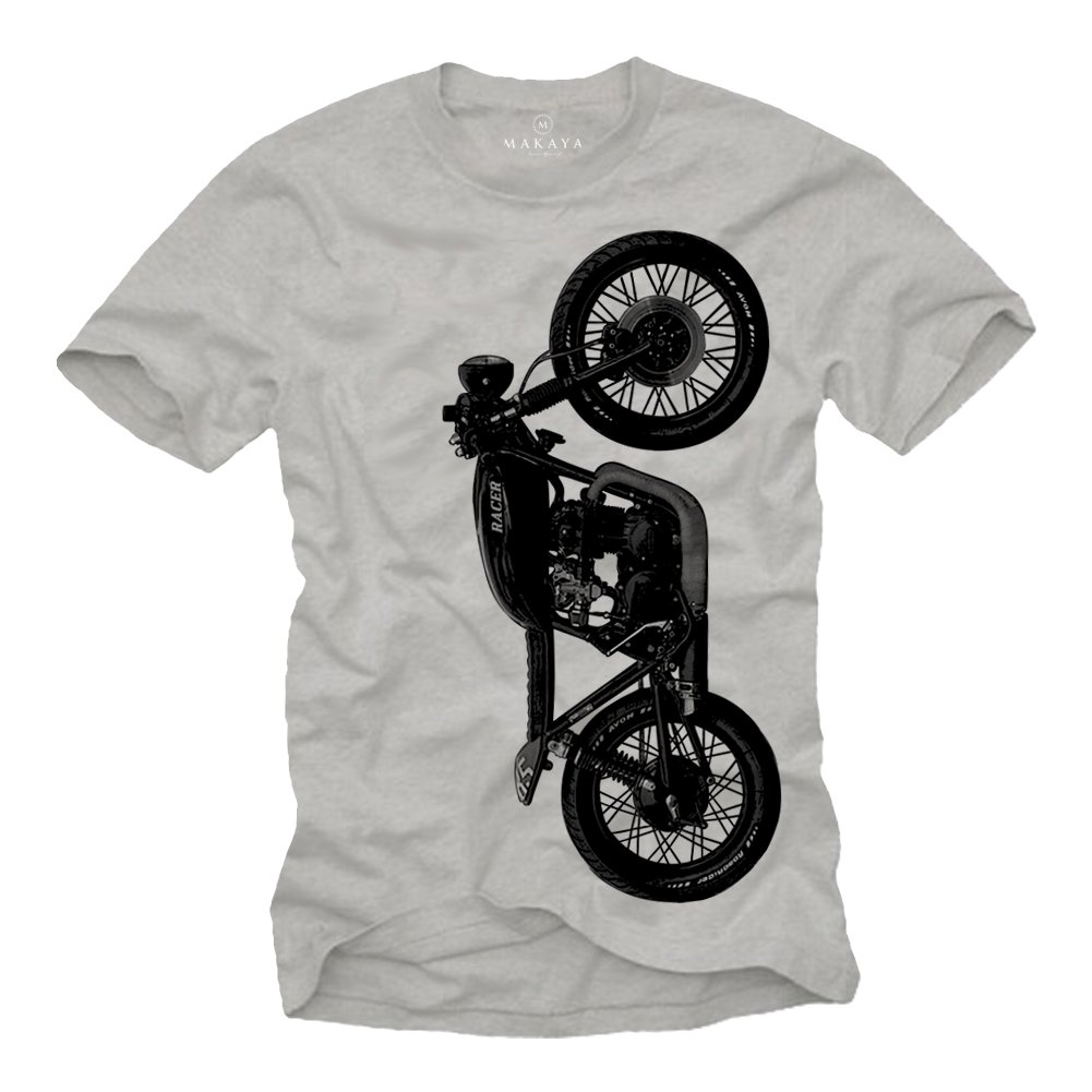 Cafe Racer T Shirt - CB550 Motorbike - Vintage Motorcycle Clothing for Men Gray XL