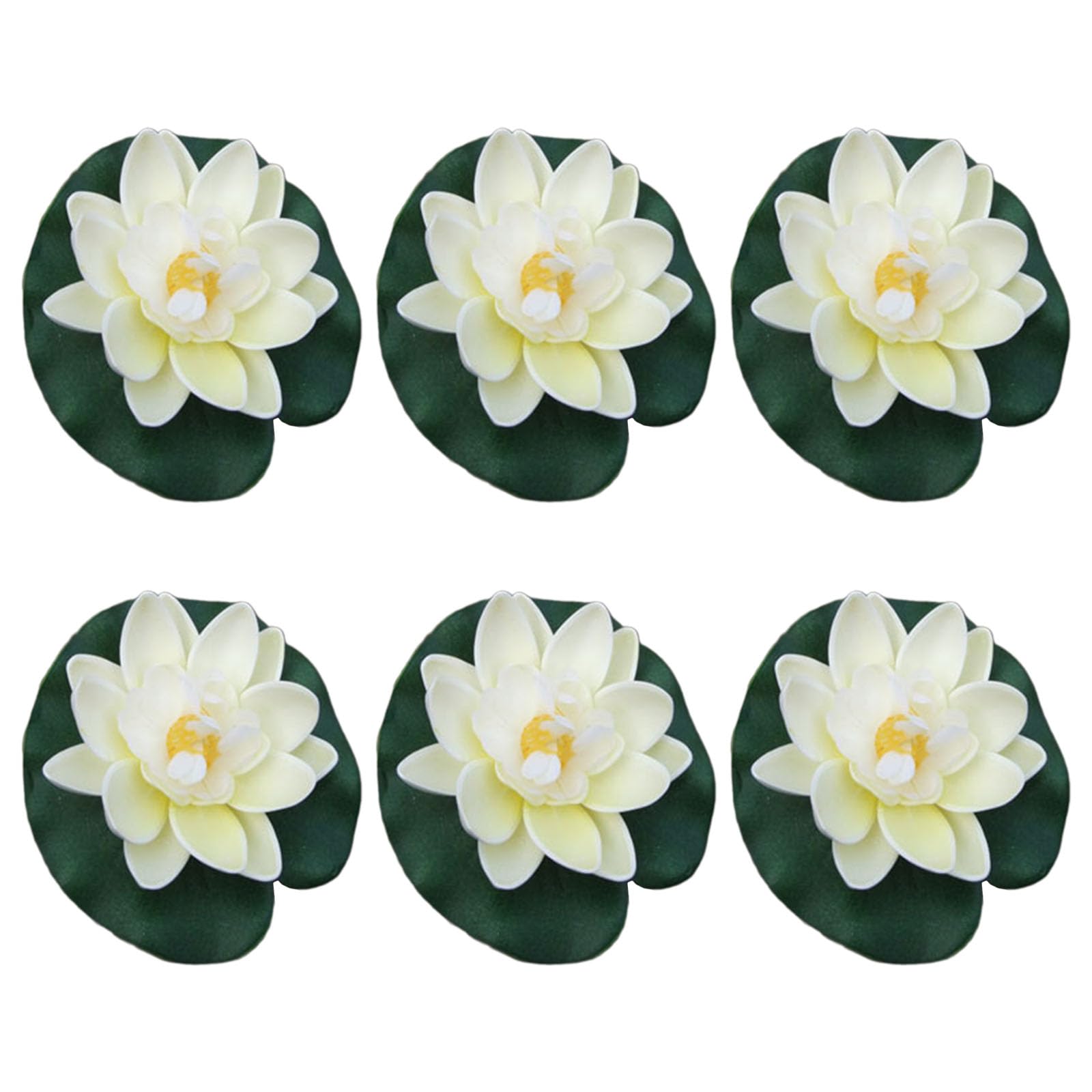 Tsophreniq 6Pcs Artificial Floating Flower with Pad for Garden Pond Decorations, 10CM Realistic Floating Flower Artificial