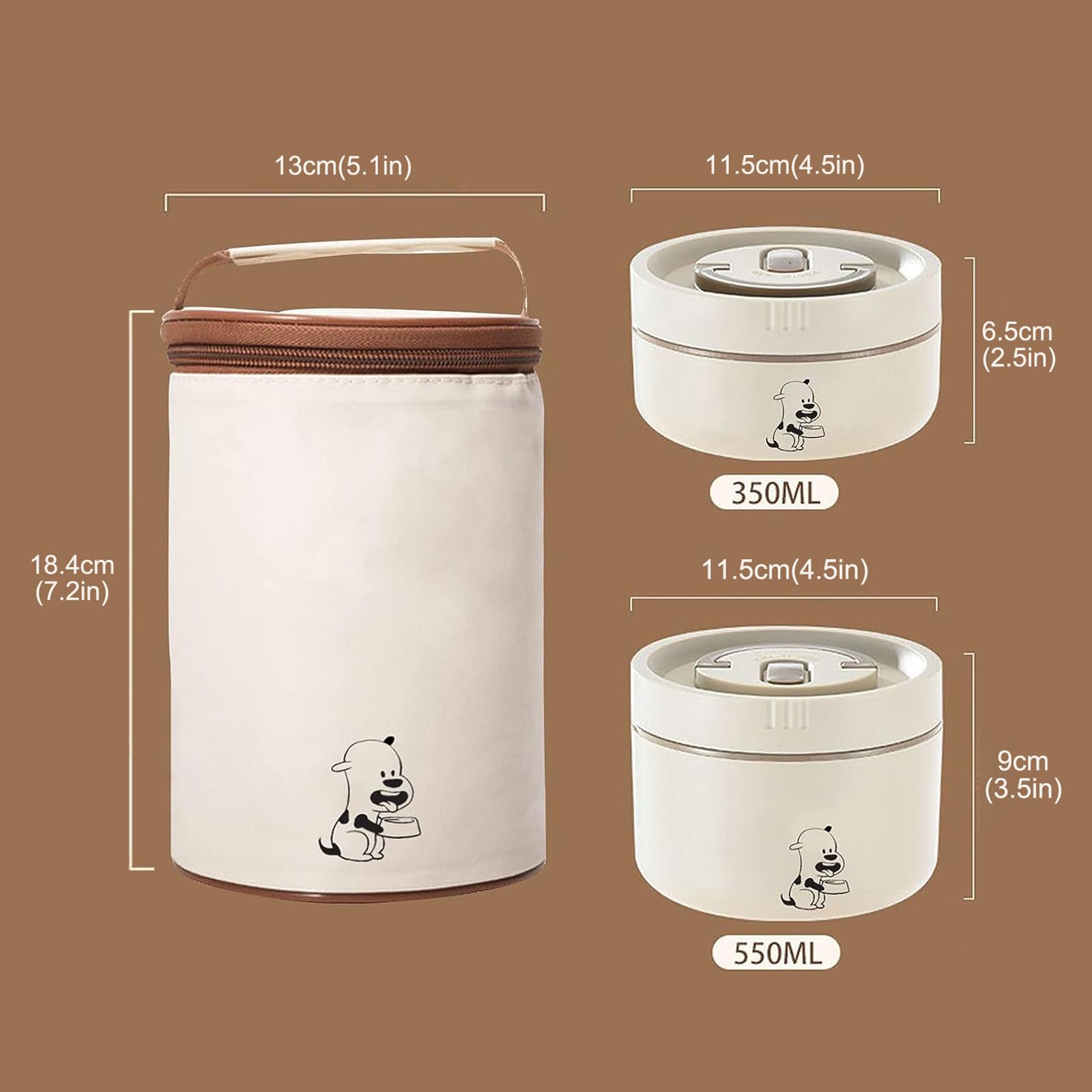 LANMOU Thermobehälter für Essen, Edelstahl Warmhaltebehälter für Speisen, Thermo lunchbox für Essen, 550ml+350ml Thermos Essensbehälter mit Löffel für Schule & Picknick, mit Bag