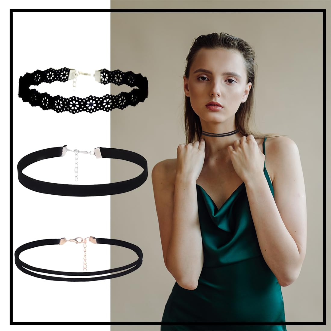 KSJEHW 6 Pezzi Girocollo Collane Set Moda in Velluto Elasticizzato Tatuaggio Collana Girocollo per Donna Ragazze