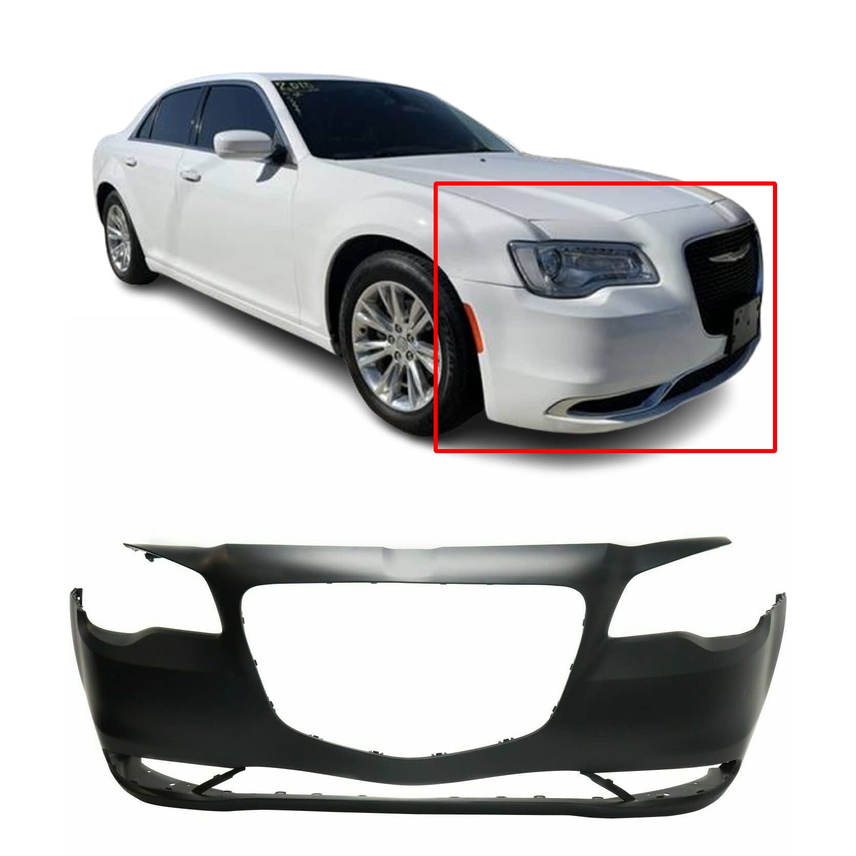 FitParts Compatible With Front Bumper Cover 2015-2023 Chrysler 300 Sedan. New, Primed & Ready for Paint. CH1000A21 5PN41TRMA