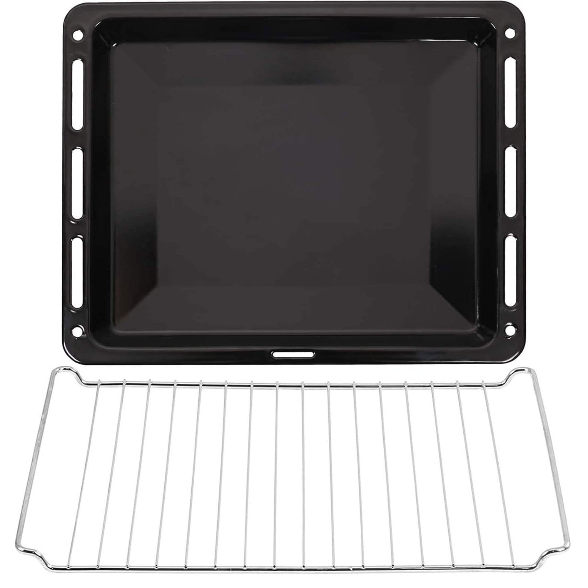 ICQN Backblech & Gitter Set 460 × 370 × 30 mm, Kompatibel mit Beko, Bosch, Grundig & Samsung, Emailliertes Backblech & Verchromtes Gitter