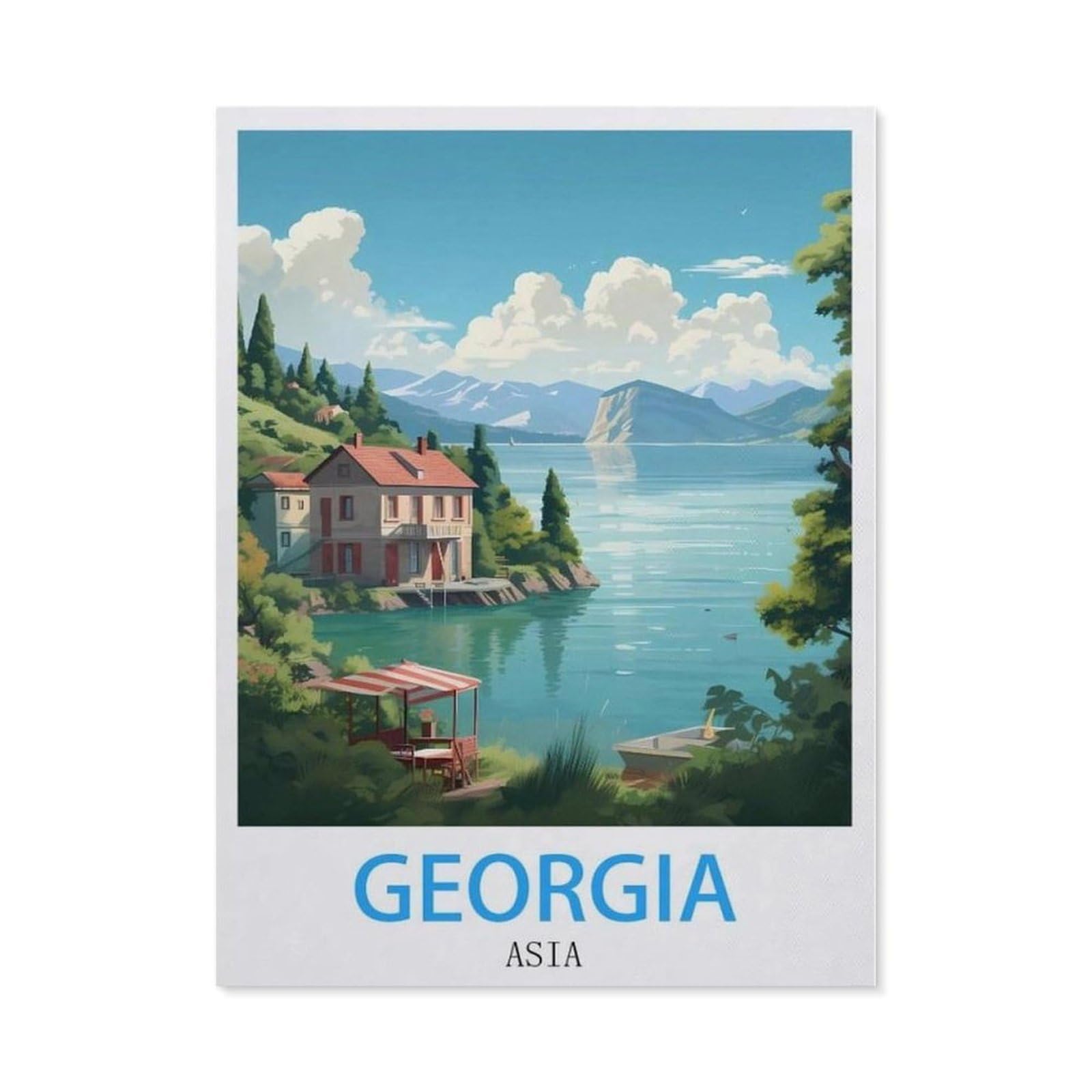 Beayodkp （30 X 40 Cm/11.81 X 15.74 Inches） Georgia Asia Vintage Travel Poster，Diamond Painting Kits For Adults - 5D Diamond Painting Kit Full Drill, Diamond Art Kits For Home Wall Decor-Cc68