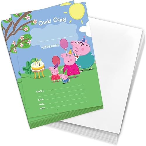 Miniatura 1 de Desert Cactus Peppa Pig Invitations Invitations - Tarjetas de feliz cumpleaños, 10 unidades con sobres para niños y niñas (estilo A)