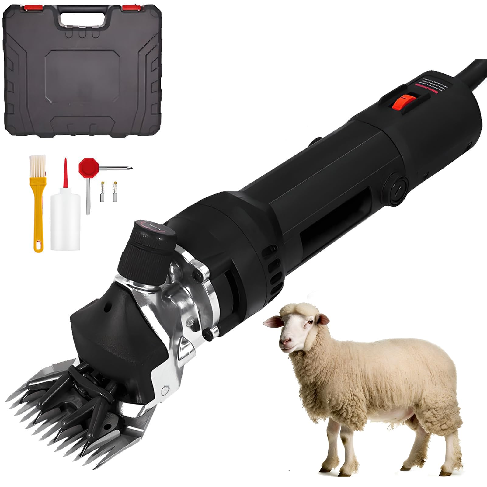 Tosatrice Elettrica per Pecore, Tosatrice 850W con Regolazione a 6 Velocità & Lama Professionale a 13 Denti, Lama in Acciaio Inox Tosatrice per Lana per Capre/Bovini/Allevamento Black 13 Teeth