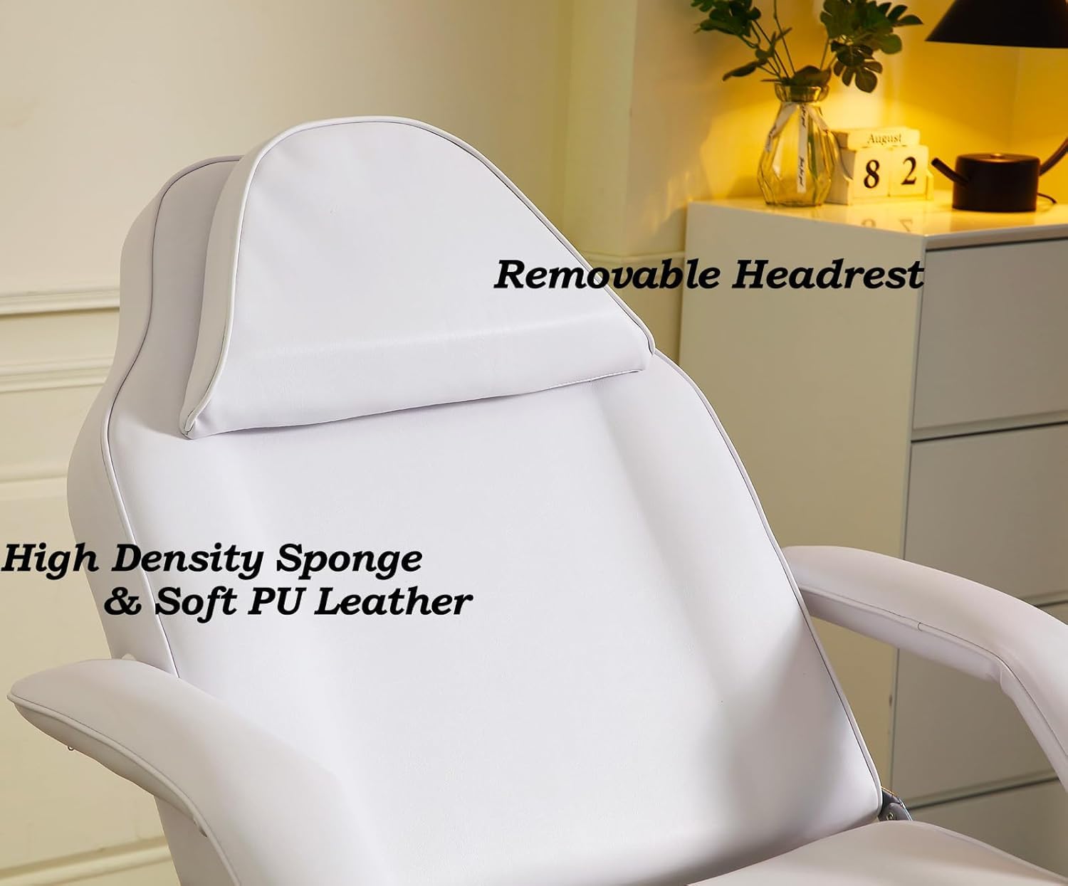 Hydraulische Kosmetikliege mit Hocker – 360° drehbare, verstellbare Massageliege mit abnehmbaren Armlehnen & Kopfstütze – Kosmetikstuhl Set für Spa, Tattoo, Gesichtspflege (Weiß)
