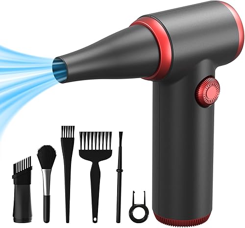 Airbition Plumero de aire eléctrico, plumero de aire comprimido de 100500 RPM con luz LED, removedor de polvo de aire inalámbrico para computadora,