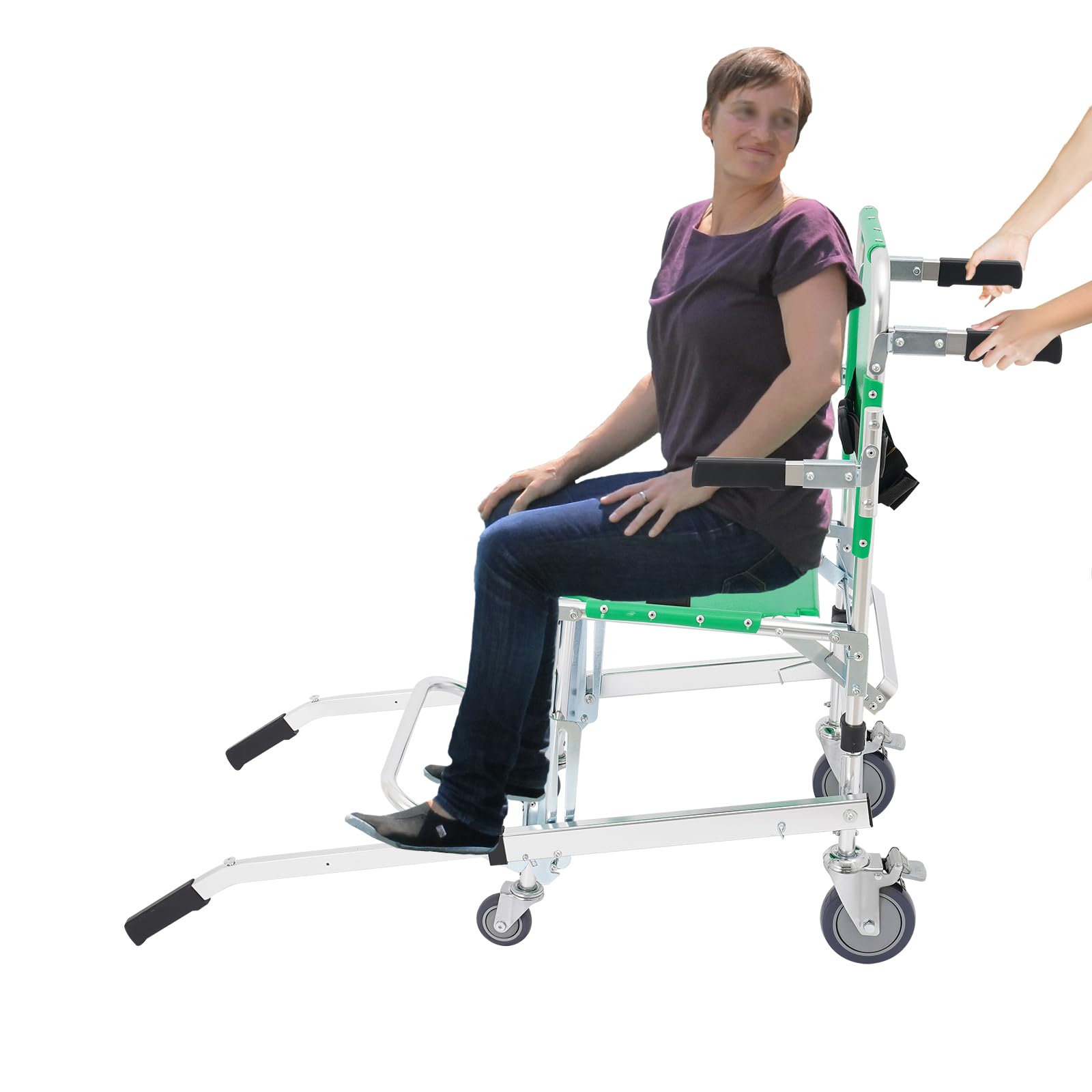 Silla de ruedas plegable ligera, silla de escaleras, sillas de ruedas, silla de ruedas, aleación de aluminio, para discapacitados y mayores, reposapiés, reposabrazos, ligero, capacidad de carga máxima