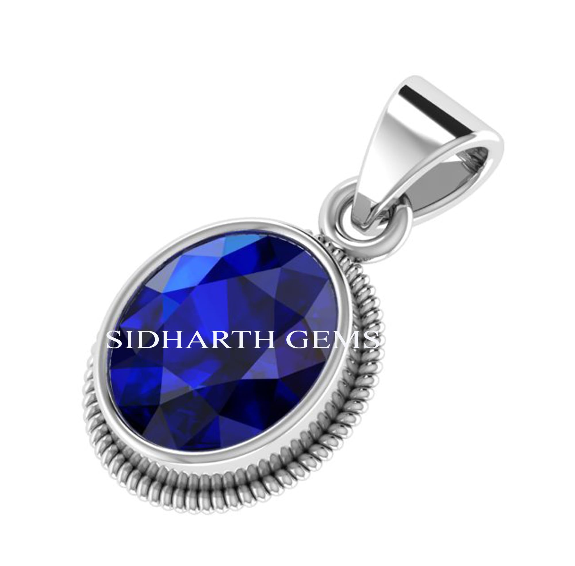 sidhgems 6.25 Ratti 5.00 Carat Blue Sapphire Nilam/Neelam Stone Silver Plated Pendant Locket Rashi Ratan Gemstone for Men and Women By Lab Certified-picture-22