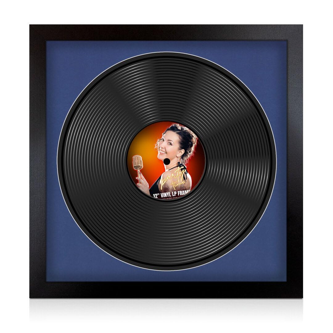 Procut Global 16x16" Matte Black Vinyl Record Frame for 12 Inch LP Disc- Round Display Photo Frame for Vinyl CD Records - Engineered Wood, Shatterproof Perspex Front - Music Lover Gift & Home Décor