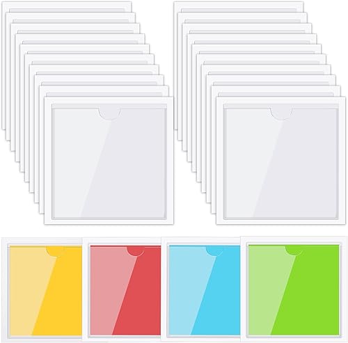 Paquete de 30 bolsillos autoadhesivos para tarjetas de índice, con apertura superior, tarjetero ideal para organizar y proteger tus tarjetas de
