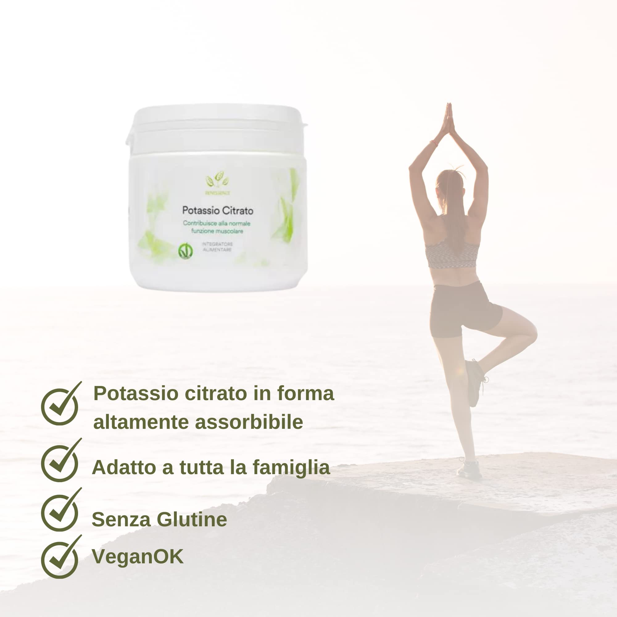 Benessence - Potassio Citrato in Polvere solubile - 500 g - 250 Giorni di Integrazione