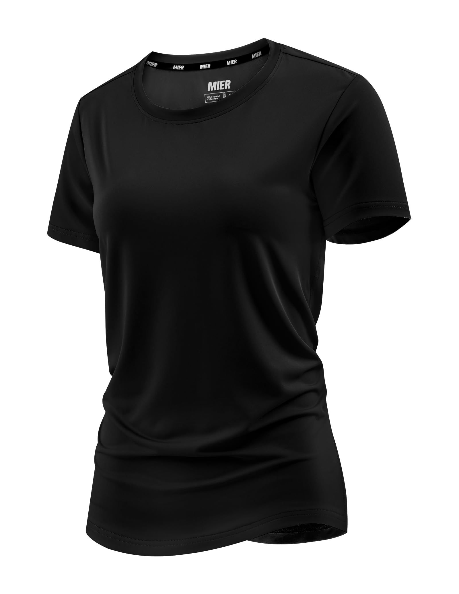 MIER Women's Running Athletic Shirts Dry Fit Active T-Shirt Tops Short Sleeve Soft Crew Neck Gym Workout Exercise Tees
