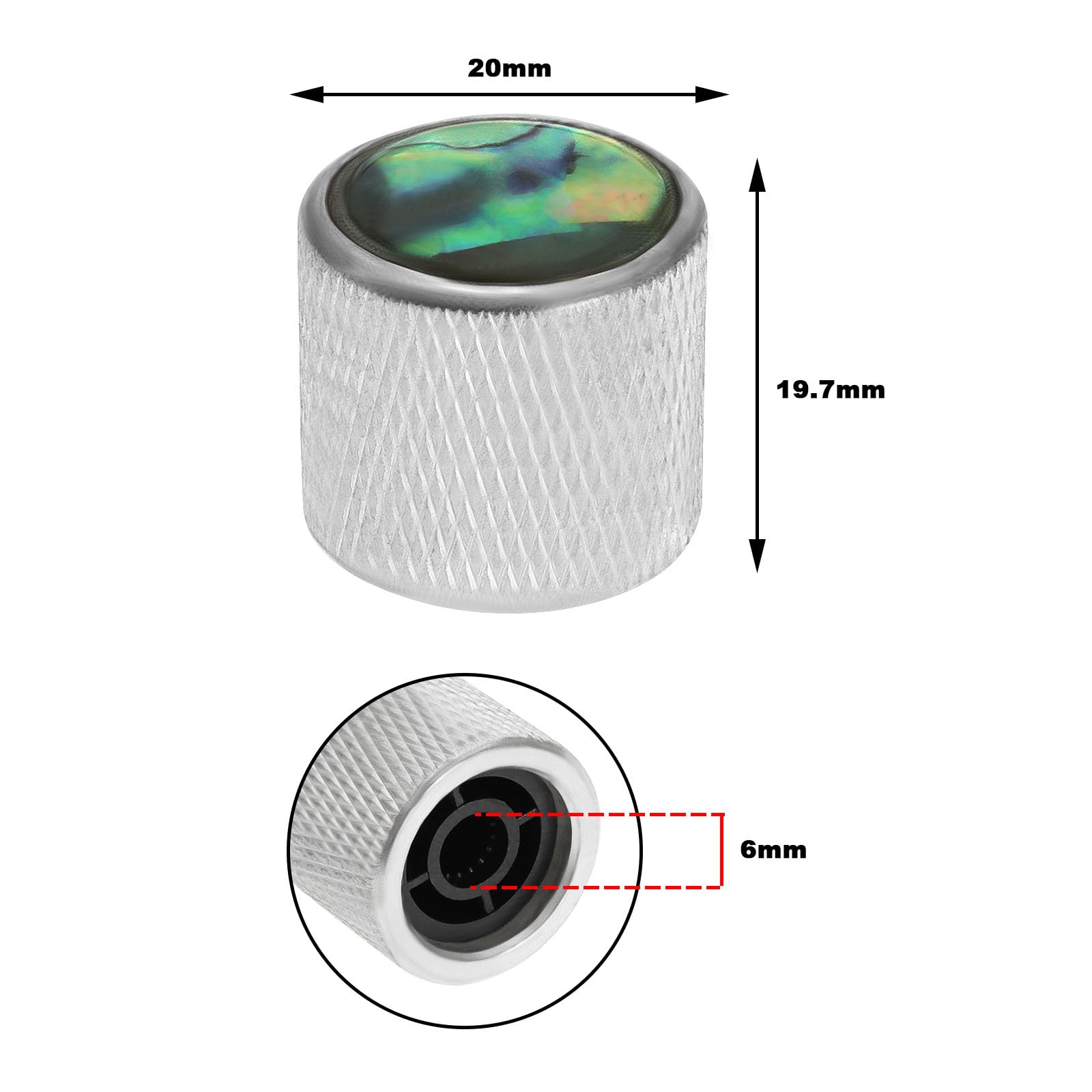 SG Store 2Pcs Metal Metric Size Abalone Top Dome Knobs Guitar Knobs Bass Knob for Tele Telecaster Electric Guitar Or Bass 19.7x20x6mm - Image 3