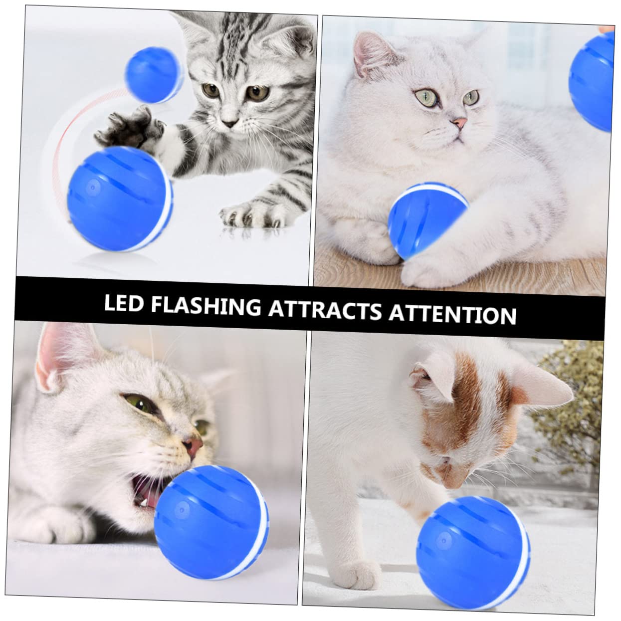 Sosoport 3pièces Balle Interactive Automatique pour Chat Jouet Intelligent à USB avec Lumière Clignotante pour Et Chiens Évite Rayures Meubles Design Attractif Et De Veille