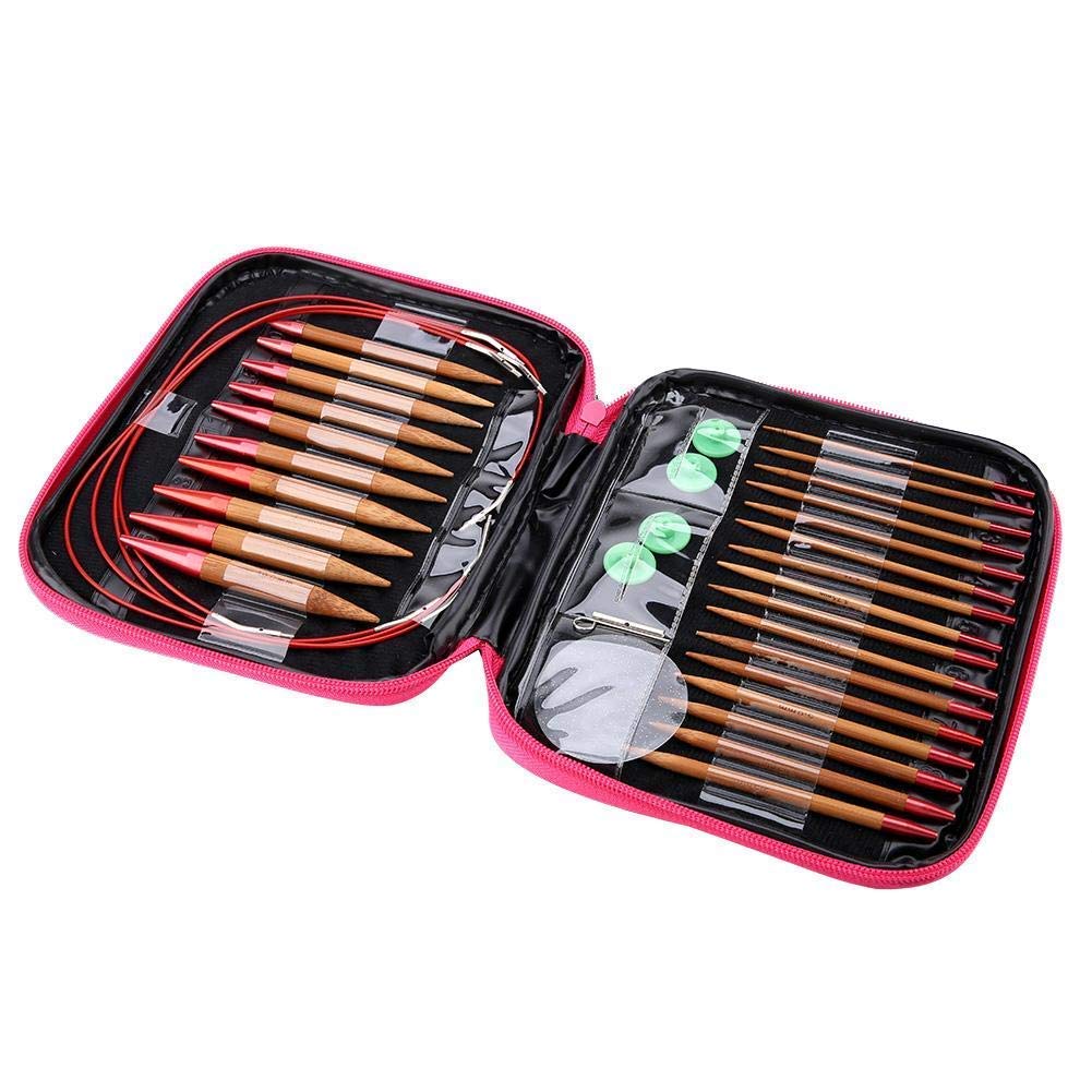 13 Paar Austauschbares Bambus Stricknadelset, 2,75mm -10,0 mm, Aluminium Rundstricknadeln Ring Set