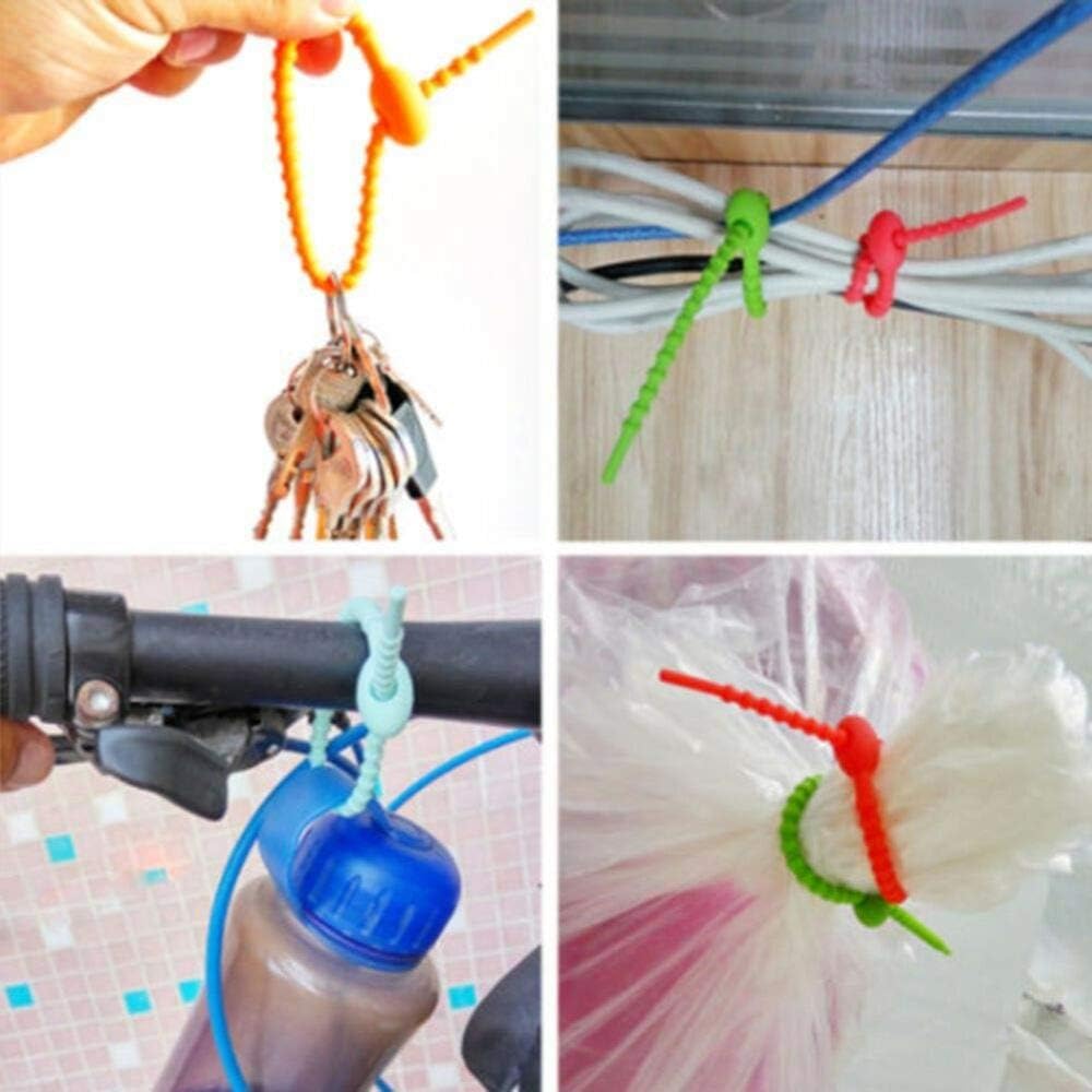 Teeo - Reusable Zip Ties - Cable Ties - Cord Keeper - Cord Wraps for Charging Cords - Silicone Organizer, Electronics Wire Strips Rubber and Gear Zip Tie Straps - 7 inches 30-pack, Multi-Color