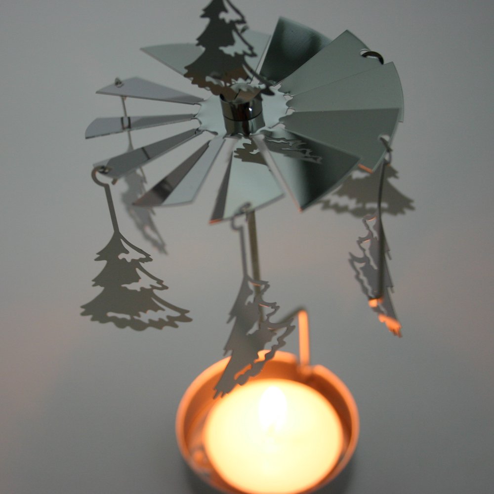 Candle Carousel - Filigree spinning Christmas carousel - Christmas trees