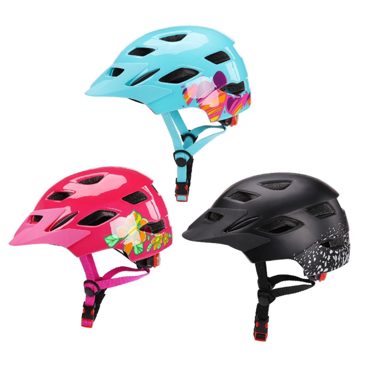 TOYANDONA Casco para Niños Bicicleta y Patinaje, Casco Deportivo Azul Transpirable y Ligero, Luces Led Traseras, Tamaño Ajustado para Seguridad Infantil Scooter y Skate Al Aire Libre