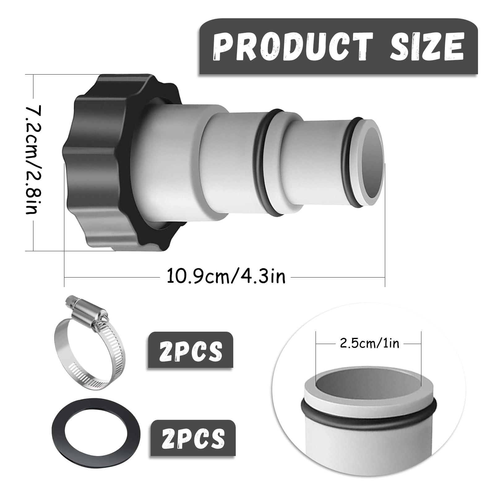 Eysbiy Adattatore Tubo Piscina 38 32, Di Ricambio per Tubo Flessibile Da Piscina Intex (75cm Pipe