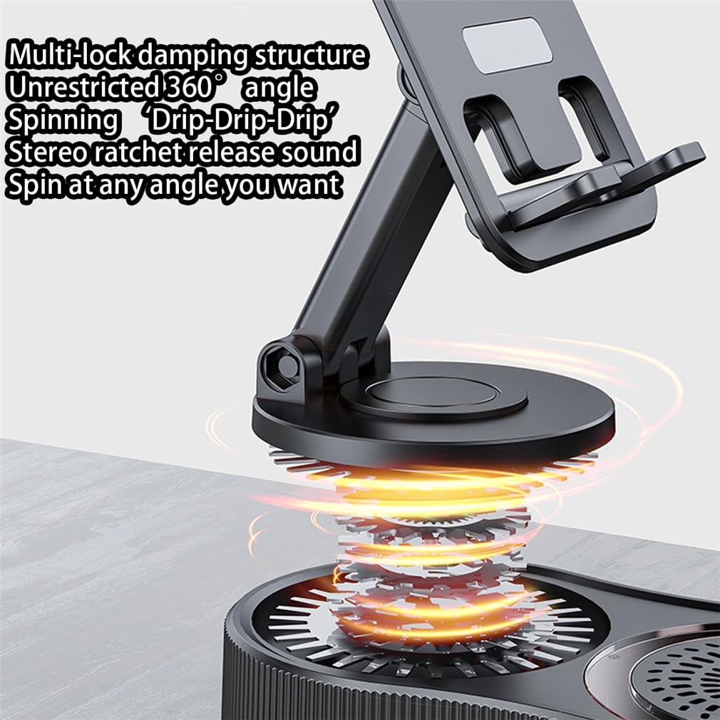 Sonicdrop Dock, Bluetooth Speaker Stand, Foldable Angle Phone Charger Stand, Mini Portable Ambient Light Stereo with 360 Degree Rotation & RGB Colors Light, For All Smart Phone (Black)
