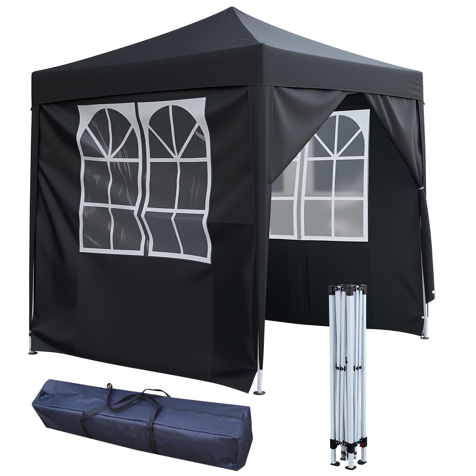 2x2m Pop Up Gazebo with 4 Removable Sidewalls, Portable Outdoor Party Tent with Carry Bag, All Weather Canopy for Camping, Markets, Garden Events (Grey) — view 12