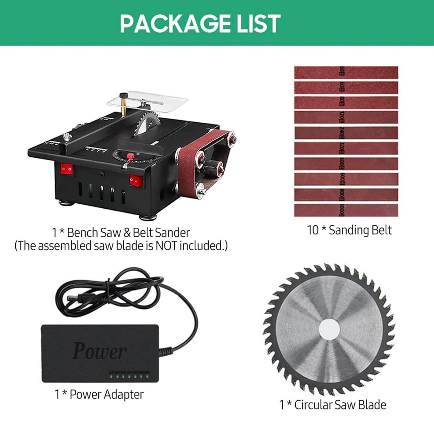 Mini Sega da Banco da 200 W, velocità Regolabile da 0 A 4500 Giri/min, con Levigatrice A Nastro, Kit di Utensili per Smerigliatura E Intaglio, Taglierina di Precisione Portatile per La