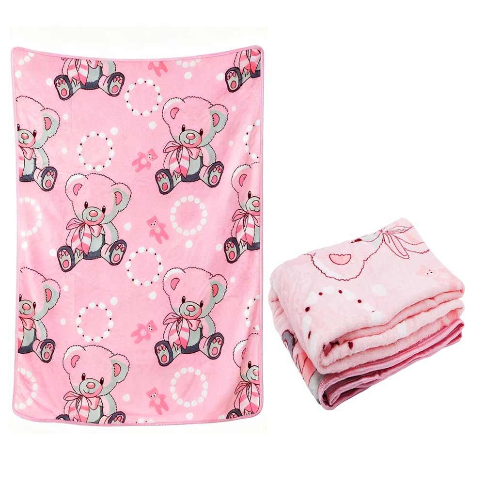 LKNBIF Teddy bear Fleece Blanket, Cute Teddy bear Throw Blanket, Sofa Throw, Cartoon Soft Blankets Fluffy Throws Kids Bedding for Sofa Office, Car Camping 130x100cm
