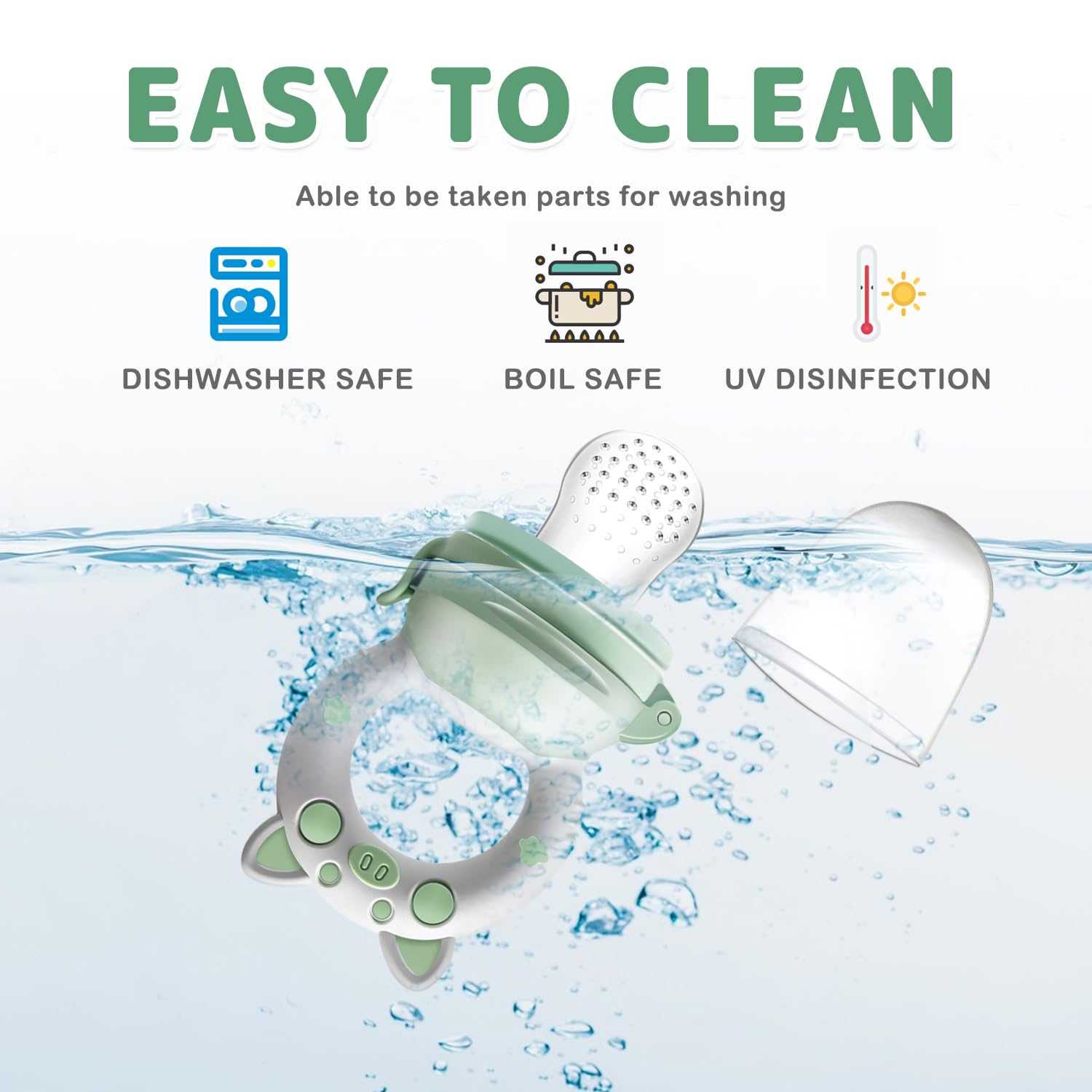 2 ciucci per frutta per bambini a partire dai 3 mesi in su, versione aggiornata 2024, ciuccio da riempire, ciuccio per frutta, ciuccio per bambini, senza BPA, 8 tettarelle in silicone in 3 misure