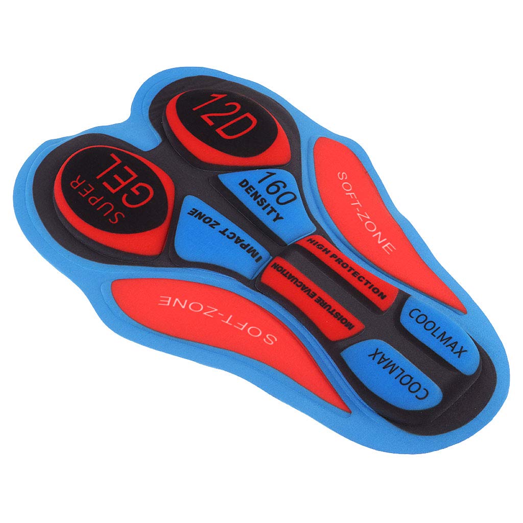 B Baosity Atmungsaktiv Gel-Polster 3D Pad Gel-Polsterung für Radhose Radlerhose Fahrradhose Fahrradbekleidung Kissen - 12D Rot